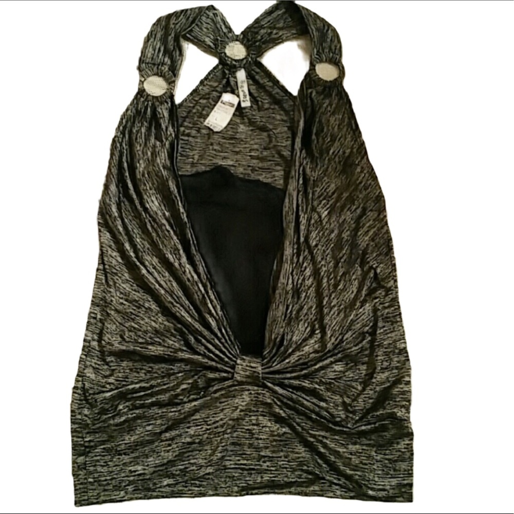 YOYO 5 Gray Clubbing cocktail Night out halter Top